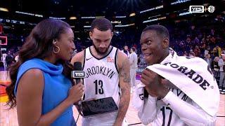 Tyrese Martin and Dennis Schröder after the Nets' win in Phoenix