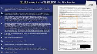 Car Title Transfer Instructions - Colorado SELLER