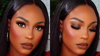 FULL FACE  MAKEUP TUTORIAL USING AFFORDABLE MAKEUP PRODUCTS UNDER $20 #brownskin #darkskin