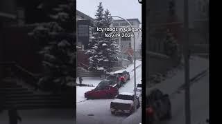 Calgary icy roads#icy #winter #caraccident #car #canada #canadalife #canadianwinter #blackice #short