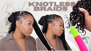 How To: Boho Knotless Box Braids Using Human Hair + Crochet Method | Easy Summer Vacation Hairstyle