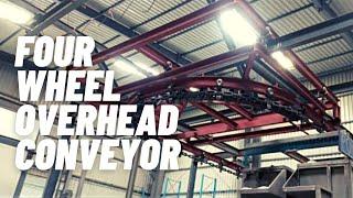 #FourWheelOverheadConveyor excellent for handling range of products | #Aline Conveyors