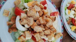 The most delicious salad  Caesar. By the way, it's a masterpiece in pita 