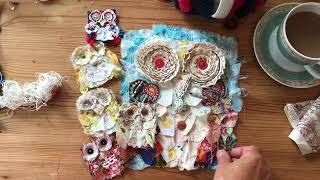 Fabric Owl baby family slow stitch how too project let’s sew together tutorial