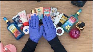 ASMR TRIGGERS. Hand sounds with GLOVES (and lotion). Lid sounds, spray sounds and whisper rambling