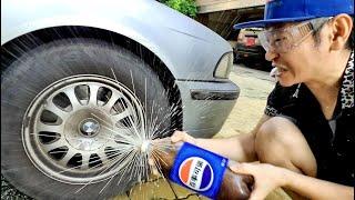 百事可樂洗車效果如何【How effective is Pepsi car wash】白同學可樂洗車