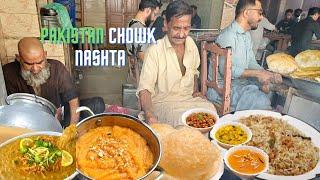 Nashta at Karachi Sweets Since 1947 l Pakistan Chowk Street Food | Matri Halwa Puri l Haleem Biryani