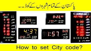 All Pakistan City Codes of Masjid Salat Panel