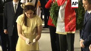 Crown Prince Frederik and Princess Mary visit war memorial