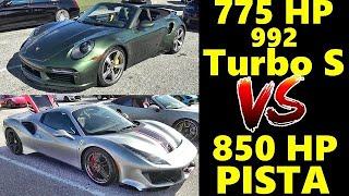 PORSCHE vs FERRARI !! 850 HP  PISTA vs 775 HP 992 TURBO S - Drag Race - Who WINS? BATTLE OF THE CABS