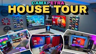 ULTIMATE Gaming Setup HOUSE TOUR - CamXPetra Dual PS5 / PC BattleStation / 120" Theater / Game Room