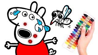 Dibuja y Colorea  A PEPPA PIG le pica un MOSQUITO 