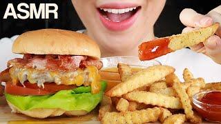 ASMR Cheesy Burger & Fries Eating Sounds Mukbang