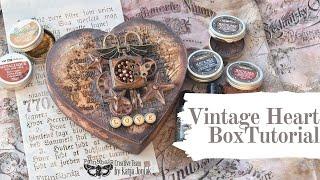 Vintage Mixed Media Heart  Gift Box with Finnabair products