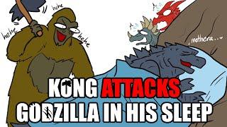 Godzilla GVK| Kong Attacks Godzilla In His Sleep! (Godzilla Comic Dub)