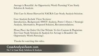 Average is Beautiful An Opportunity Worth Pursuing? Case Study Solution & Analysis