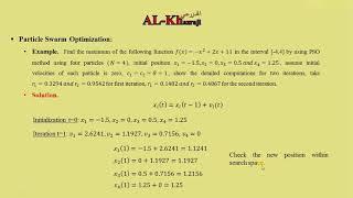 Advanced Optimization Techniques Particle Swarm Optimization (Example)
