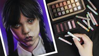 МОИ ЛАЙФХАКИ ДЛЯ РИСОВАНИЯ портрет Wednesday Addams сухой пастелью