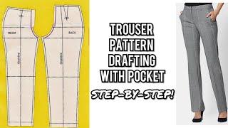 HOW TO MAKE WOMEN TROUSER (WITH POCKET) | PANT PATTERN DRAFTING | DETAILED| FEMALE TROUSER