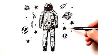 How to draw an Astronaut | Drawing for the Day of Cosmonautics April 12