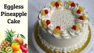 Eggless Pineapple Cake || Fresh Cream Pineapple Cake || Pineapple Cake ~Moumita's Happy Cooking Lab