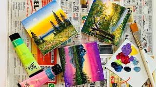 3 Acrylic Painting for Beginners / Mini canvas ideas