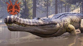 SOY UN COCODRILO DINOSAURIO GIGANTE!! Soy un Sarcosuchus y me matan unos Spinosaurus Path of Titans