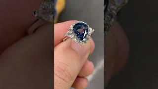 Unheated sapphire Diamond ring indoors