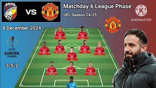 Victoria Plzen vs Manchester United Line Up 3-5-2 With Antony Matchday 6 League Phase UEL 2024/2025