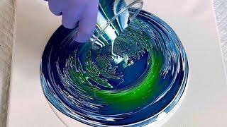 Stunning Swirly Greens And Blues - Wrecked Galaxy Pour - Fluid Art