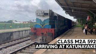 Sri Lanka Railways Class M2a 592 arrives with the Puttalam mixed at Katunayake