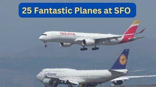 25 FANTASTIC Takeoffs and Landings at SFO -  Plane Spotting San Francisco including Boeing 747 777