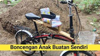 cara membuat boncengan anak dari kayu di sepeda lipat