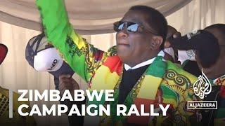 Zimbabwe election: President Mnangagwa holds a rally in the capital