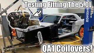 Installing My QA1 Coilovers and Engine Into My 1965 mustang!And Channel update.