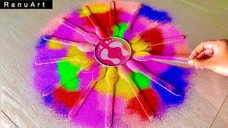 2 Simple MakarSankranti Rangoli |Easy Republic Day Rangoli |Pongal Rangoli |Rangoli colors|Ranu Art