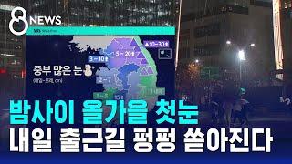 [날씨] 밤사이 올가을 첫눈…내일 출근길 펑펑 쏟아진다 / SBS 8뉴스