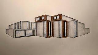 #015 - How to Draw a Modern House in 2-Point Perspective