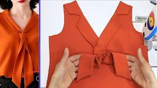 Basic Way to Sew a Beautiful Collar V neck Design in Just 15 Minutes️Sewing Techniques