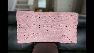 ️How to Crochet the Heart Filet Tutorial Baby Blanket Cardigans Sweaters and so on