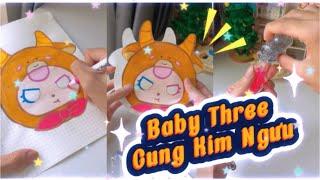 Hướng Dẫn Làm BABY THREE KIM NGƯU MẮT NƯỚC 2 MÀU  Squishy Giấy Baby Three Cung Hoàng Đạo