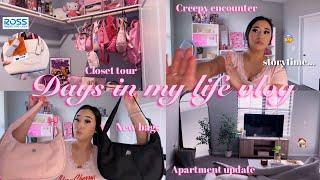 VLOG:  apartment update, closet tour, shopping, visiting family, scary encounter, & new Amazon rug