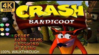 Crash Bandicoot (PS1) 100% Walkthrough (All gems, all keys, all bonus levels) No damage (4K 60FPS)