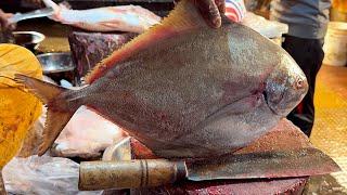 Amazing Black Pomfret Fish Cutting Skills | Fish Cutting Sskills