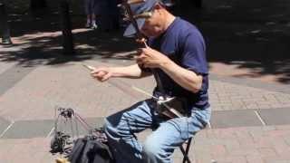 Fred Li Playing Erhu in Occidental Park in Seattle