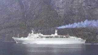 TS Maxim Gorkiy in Geirangerfjord