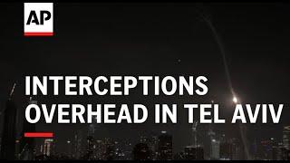 Interceptions overhead in Tel Aviv following an Iranian missile attack on Israel