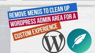 Remove Admin Area Sidebar Menus in WordPress or ClassicPress