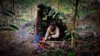 3 DAYS solo Bushcraft - Building a Survival Shelter in the forest