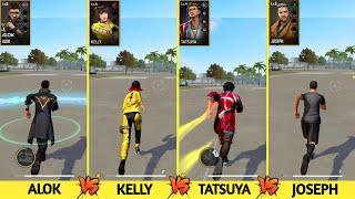 ALOK VS KELLY VS TATSUYA VS JOSEPH SPEED ABILITY TEST FREE FIRE